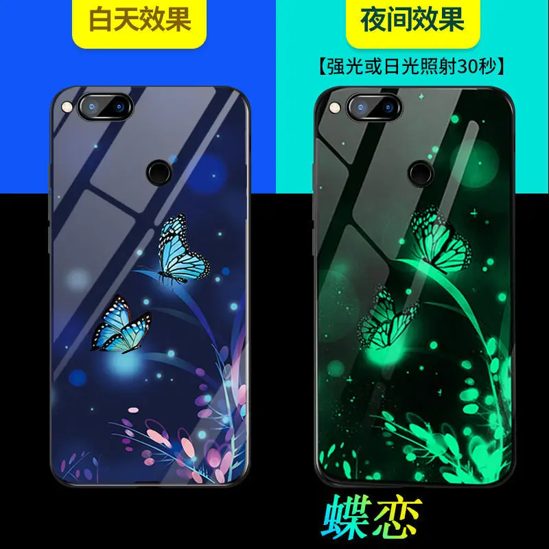 

Phone Case For Huawei Honor 7X Case Cover Luminous Glow Tempered Glass Back Cover For Huawei Honor 6X 7X Silicone Capa Fundas