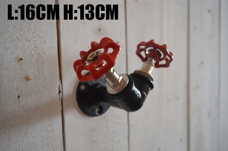 

Industrial style 1 piece Retro Cast Iron Pipe Hook With Flange Double valve hook Clothe Industry Style Pipe Valve Hook