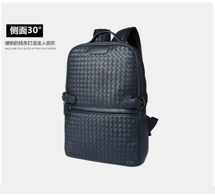 Новое поступление мужской вязаный рюкзак из искусственной кожи высокого качества Модные дорожные школьные сумки в Корейском стиле