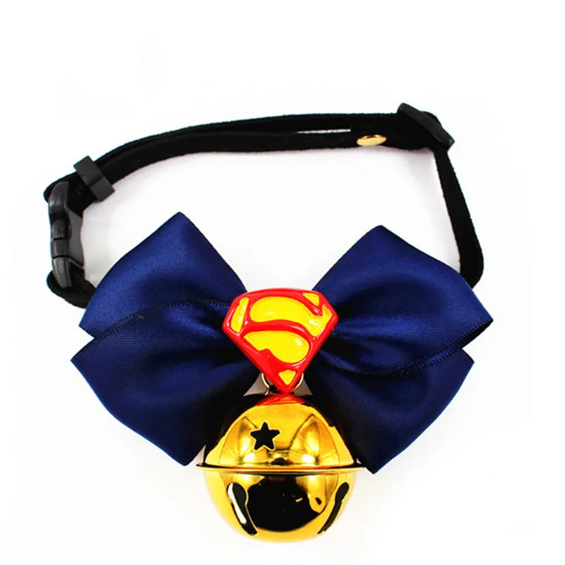 Ringing Cat Dog Collars Batman Superman Bowknot Necklace Collar for