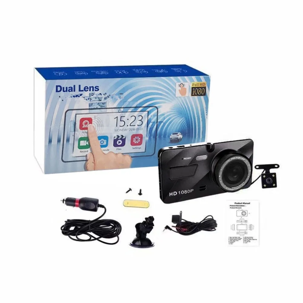 

A10TP 170 Degree Wide Angle 4.0 Inch 1080P HD Dual Lens Tachograph Rear View Camera Car DVR HD Video Recorder Data Recorder