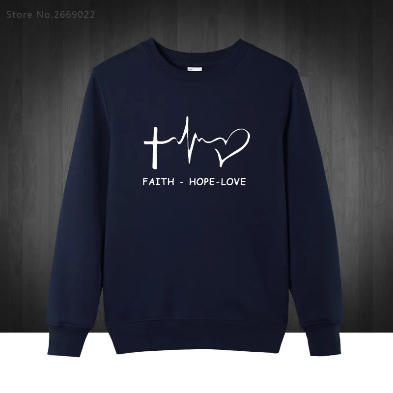 

New Autumn Winter Style Faith Hope Love Christian Sweatshirt men Funny christianity god Gift Hoodies Men Casual male Pullover