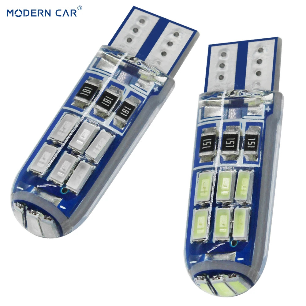 

MODERN CAR 2Pcs W5w led Car Light Bulbs T10 194 4014 15smd Silica 168 12V License Plate Lights Interior Vehicle Signal Tail lamp