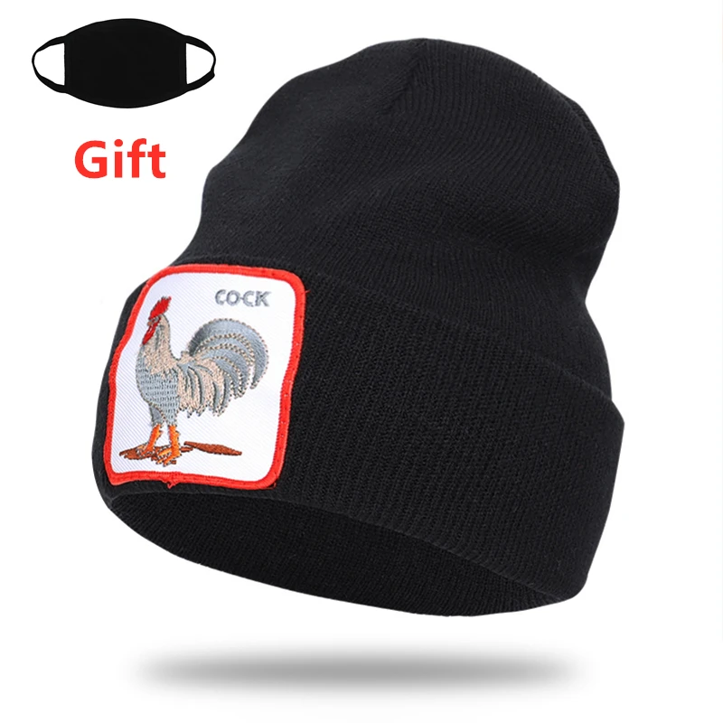 

Mask as gift animal cock Skullies Beanies men women embroidered hip hop Rapper DJ dancer knitted warm winter hats