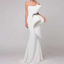 Элегантное вечернее платье, вечерние платья с поясом, вечерние платья с прозрачными оборками и бисером, белое длинное платье-Русалка abendkleider