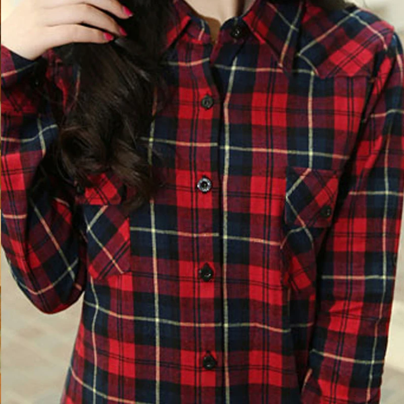 Black Plaid Flannel Shirt Women 