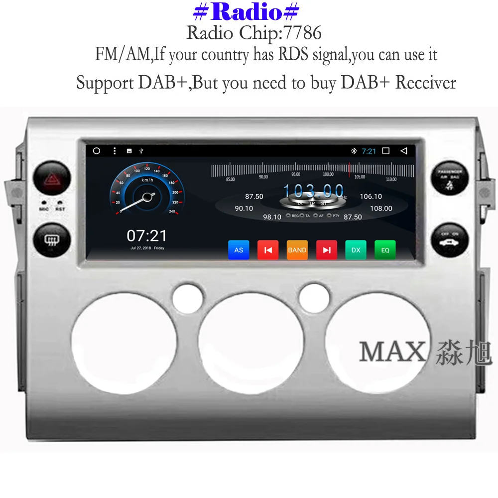 Excellent MAX 2G RAM 32G ROM 10.25" Android 8.1.0 Car DVD For Toyota FJ Cruiser 2007-2017 Car Radio RDS 4G WiFi SWC GPS Free Map Bluetooth 3