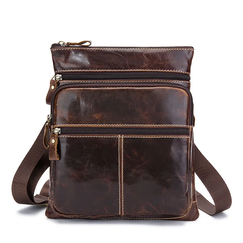 

High Quality Leather Man Messenger Bag Men's Casual Shoulder Crossbody Bags Flap Small Male Leather Cowhide Vintage Men Handbag
