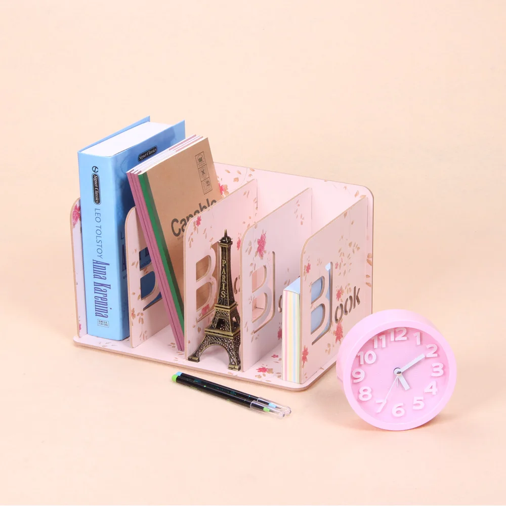 

Office File Rack Book Sorter Organizer Holder Wood Desk with 4 Compartments for Students School Home