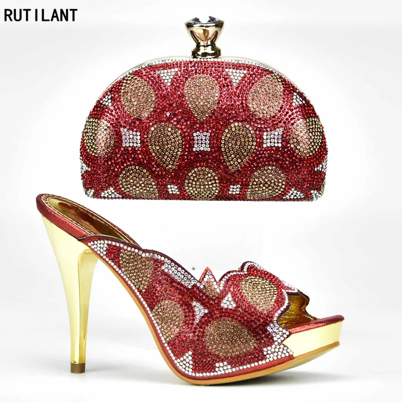 Africain Rouge Chaussures Avec Qualité Et Haute Couleur Italie Ensemble Mariage Italiennes or Femmes vert Sacs En bleu Noir Les Assortis rouge Sac De Mis 4Yqdpaw