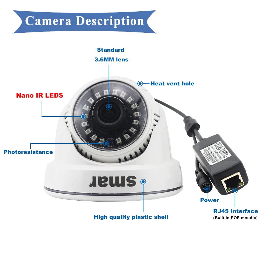 Камера видеонаблюдения HD PoE 720 P/960 P/1080 P фильтр отсекающий ИК спектр|ip camera hd|ip camerahd
