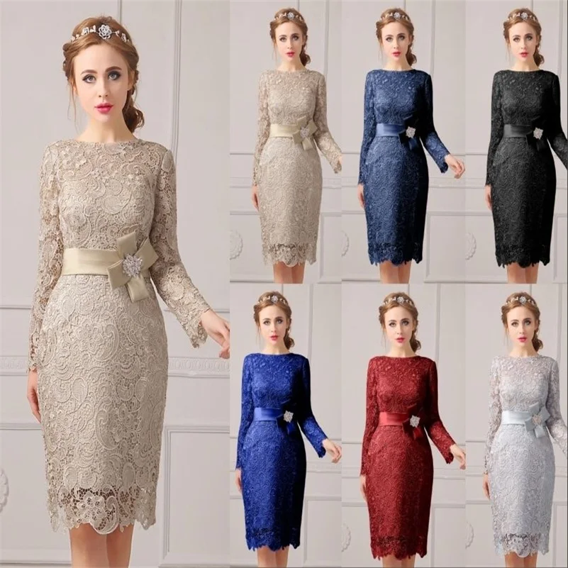 

Short Lace Mother Of The Bride Dresses Elegant Sheath Wedding Party Dresses Mother Evening Gowns Wedding Guests Dresses