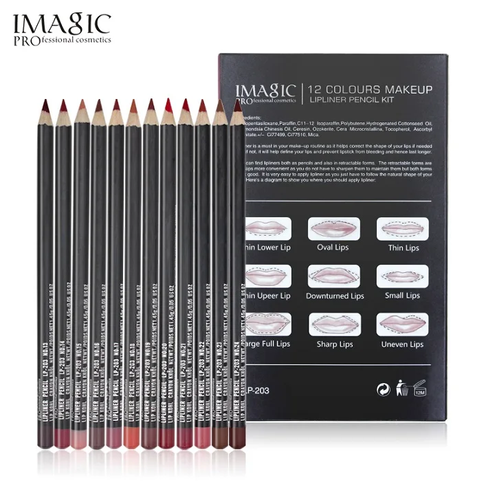 IMAGIC lipliner pen модное длительное увлажнение Lipliner Водостойкий карандаш для губ 12 цветов+ 1 шт. точилка - Цвет: as pcture