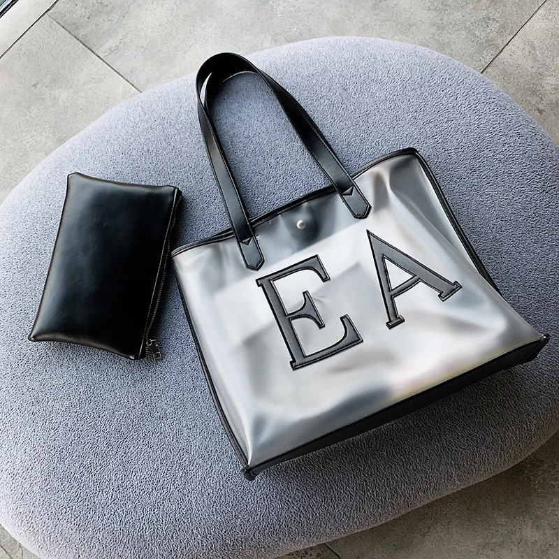 

Transparent beach clear totes jelly plastic women bag summer big set Composite messenger ladies handbag 2019 designer brand bali