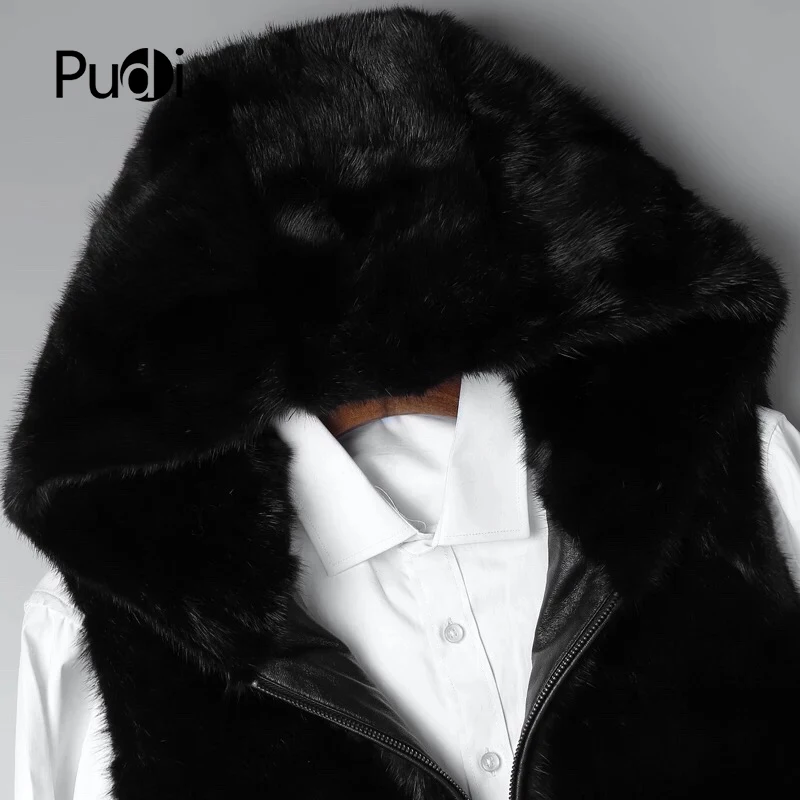 PUDI MT852 2018 Для мужчин новая мода натуральный мех норка меховая жилетка куртка для