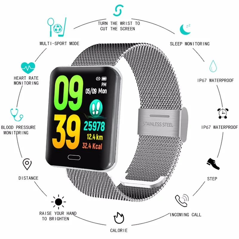

New Smart Watch Color Screen Heart Rate Blood Pressure Tracker Sports Step Counter Smart Wristband Sleep Activity Tracker