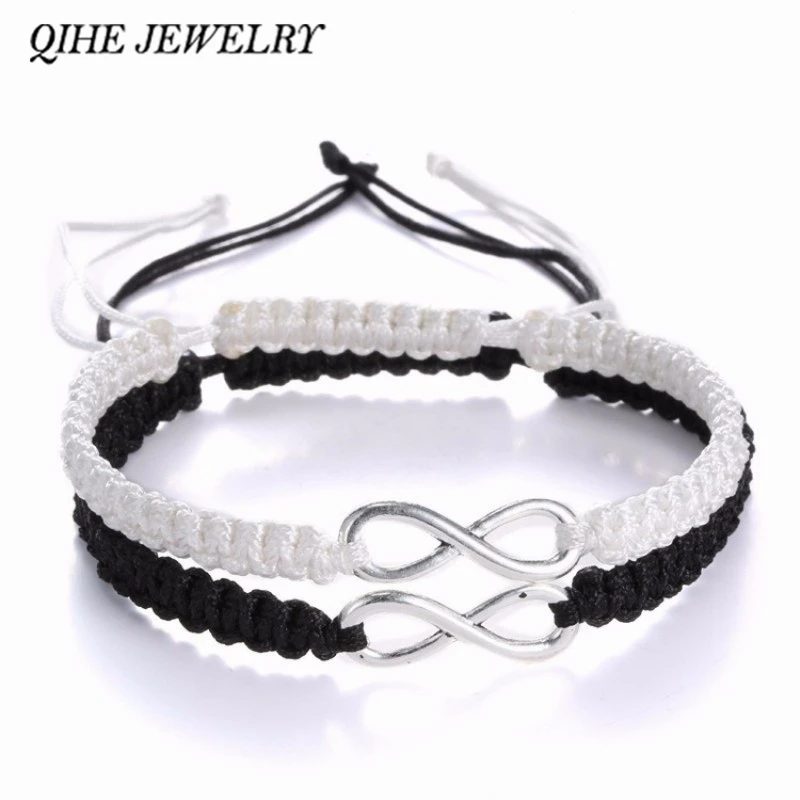 QIHE JEWELRY 2pcs Infinity Handmade Bracelet Set Friendship Bracelet Set Infinity Love Couples Bracelet Set Infinity Jewelry