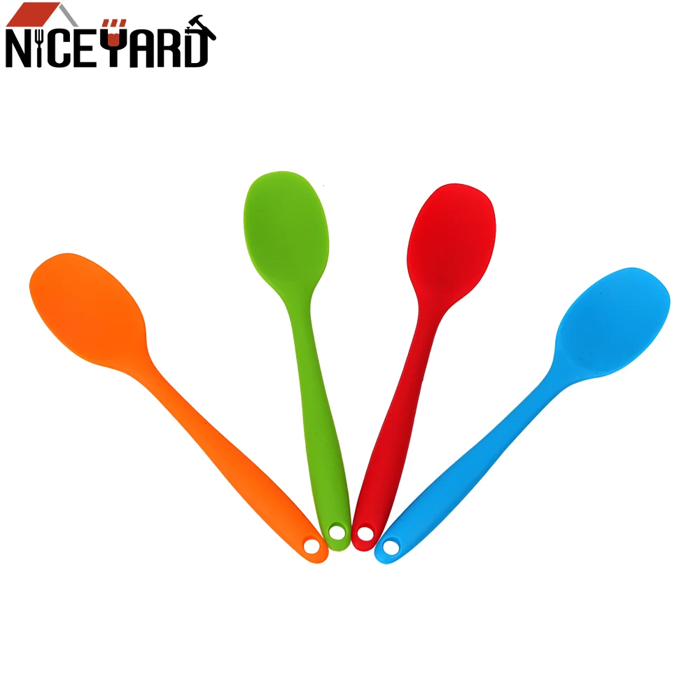 Mixing Spoon Kitchen Soup Spoons Silicone Spoon Tableware Long-handled Cooking Utensils Cake Putty Spatula Kitchen Tools