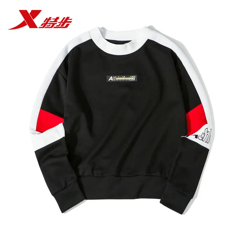 881328059217 Xtep Женские спортивные толстовки свитер смешанные цвета модные женские дышащие повседневные толстовки с круглым вырезом - Цвет: black