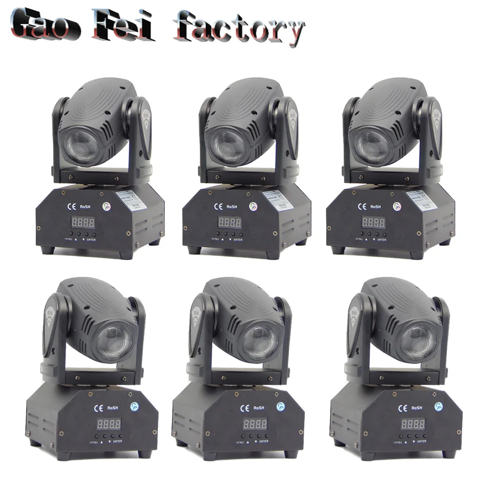 

6pcs/lot 10W CREE RGB Mini Beam Light DMX512 Moving Head Light Professional DJ /Bar /Party /Show /Stage Light LED Stage Machine