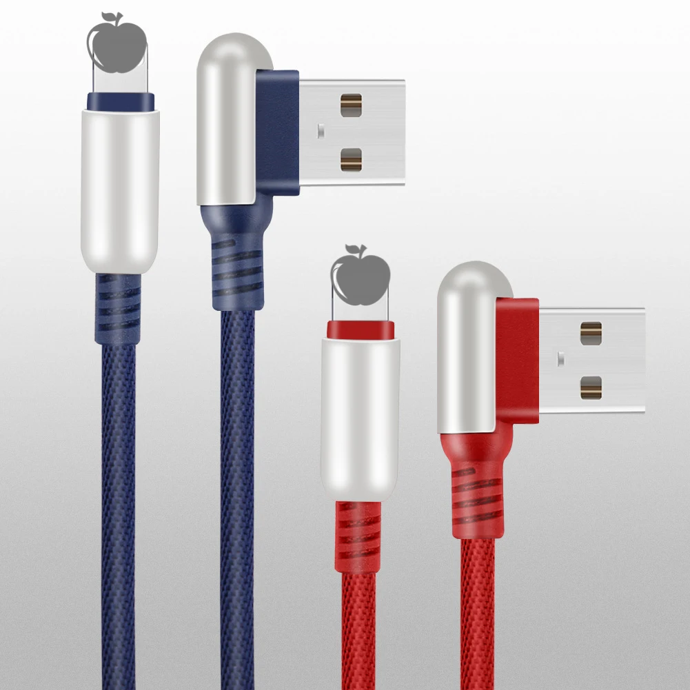

L Bending Cable for iPhone cables Moblie Game Data Line USB Phone Charger cable Data Sync charging cable for lighting iOS 12 11