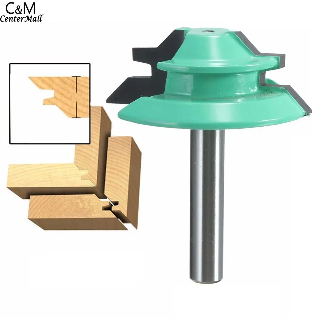 

New 1PC 1/4" Shank Lock Miter Router Bit 45 Degree Woodworking Cutter 1-1/2" Diameter For Capenter Tools