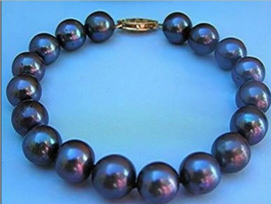 

ZCD 322+++ HOT 10-11MM TAHITIAN BLACK PEARL BRACELET 7.5 8 INCH