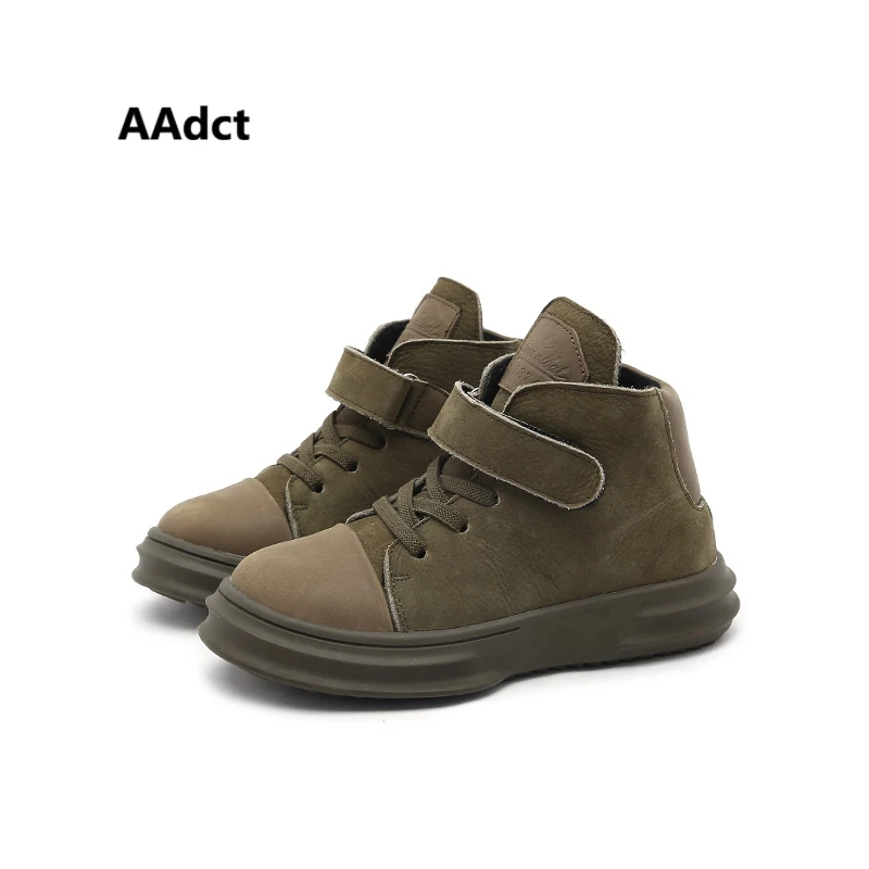 

AAdct Genuine leather soft sole boys boots winter cotton fur warm kids boots for boys Brand High-quality children boots new