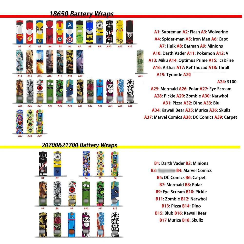 

REE ELEC 18650/20700&21700 Battery Wrapper Electronic Cigarette Accessories Protective Covers Decoration Sticker