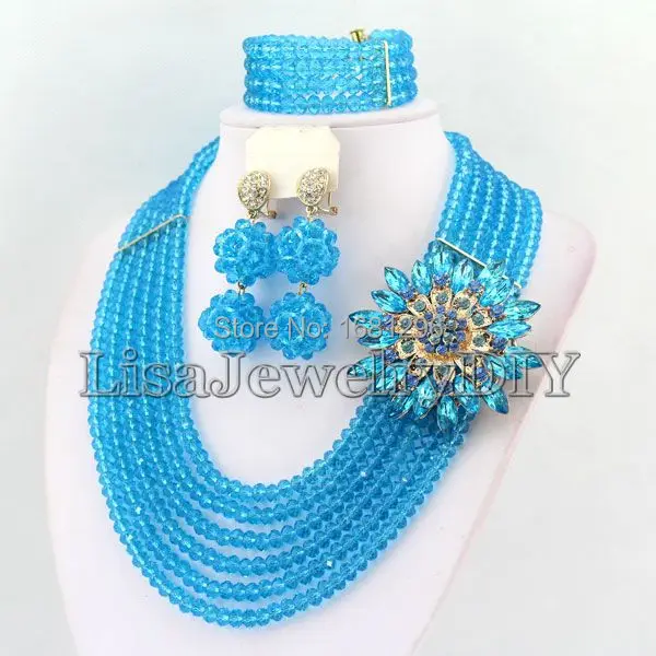 Contas de Cristal Nova Moda Colares Brincos Pulseira Africanos Nigerianos Casamento Beads Jewelry Grupo Hd2769 2021 5 Conjuntos de joias