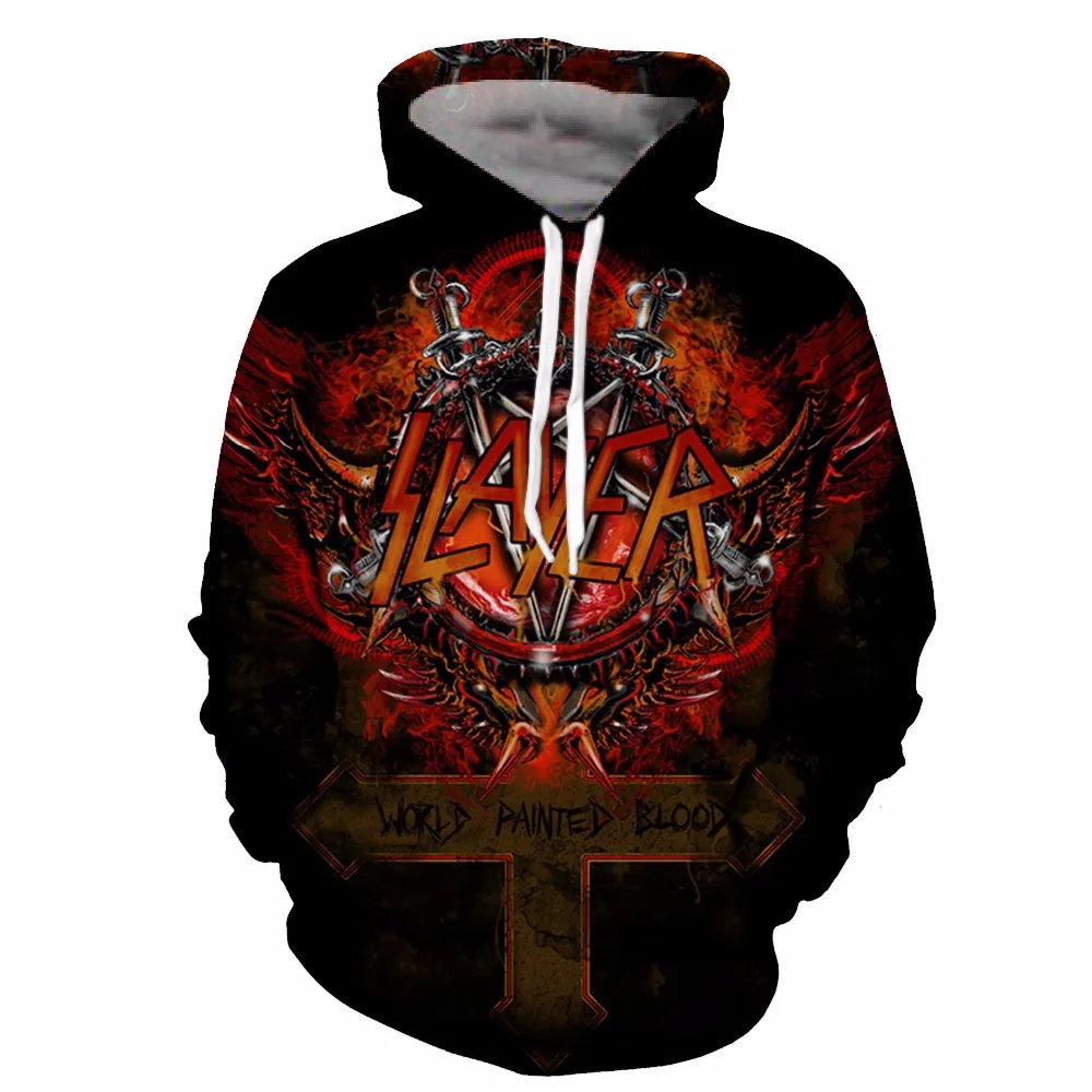 YOUTHUP Slayer Hoodies For Men 3d print Men's Hooded Sweatshirts 3d Pullover Hip Hop Rock Men Hoodi
