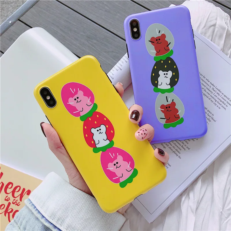 

Funny cartoon candy strawberry bear case for iphone xr xs max xr silicone soft back cover fundas 10 for iphone 6 s plus 7 8 plus