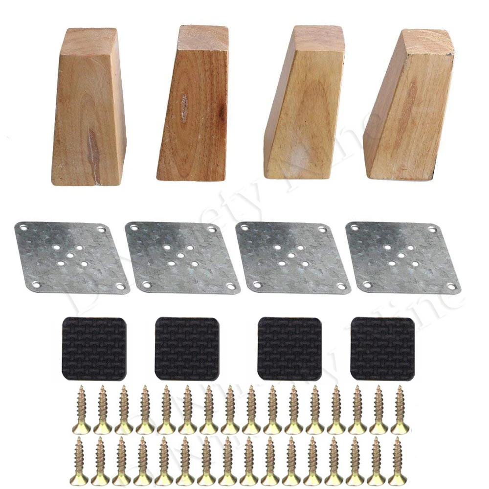 

Oak Wood 120x58x38MM Wooden Furniture Cabinet Leg Right Angle Trapezoid Feet Lifter Replacement for Sofa Table Bed Set of 4