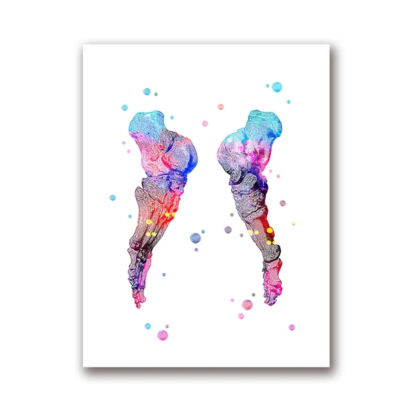 Feet Print Set Skeleton Watercolor Art Canvas Poster Painting Foot Bones Anatomy Medicine Wall Print Clinic Medical Office Decor - Цвет: PH789