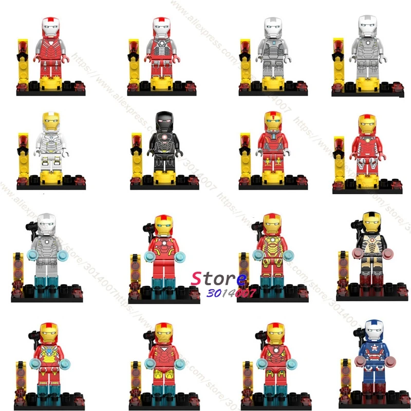 

Single Marvel Avengers Iron Man Armor IronMan Mark collectable figure Tony Stark Patriot building blocks bricks toy for children