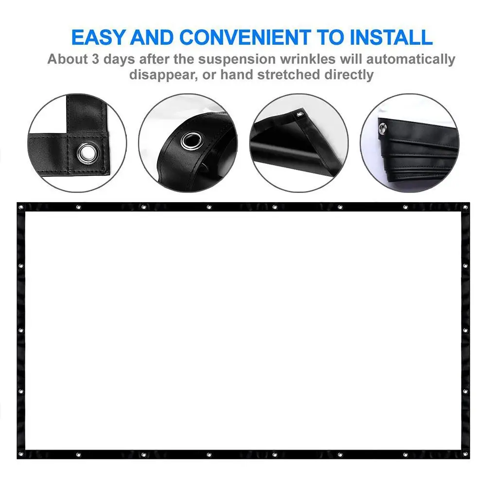 

Amzdeal Portable 16:9 Projector Curtain Lightweight Display 72Inchs PVC Projection Screen Office Lobbies Business HD Home