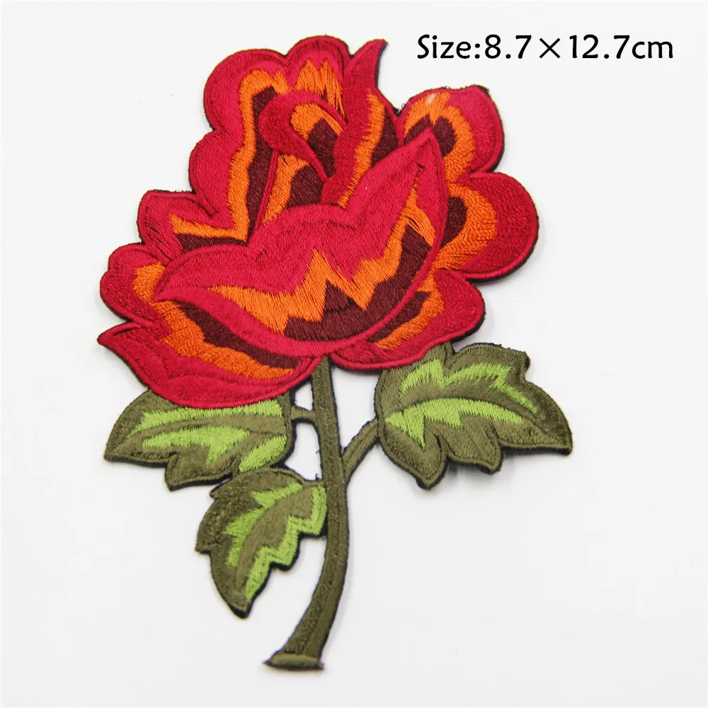 Red Rose Applique,Red Flower Applique Patch ,Fabric Floral Embroidered
