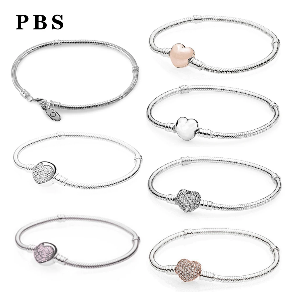 

PBS 100%925 Sterling Silver Original Copy High-quality 1:1 Exquisite Generous Heart-shaped Bracelet Free Wholesale Manufacturers
