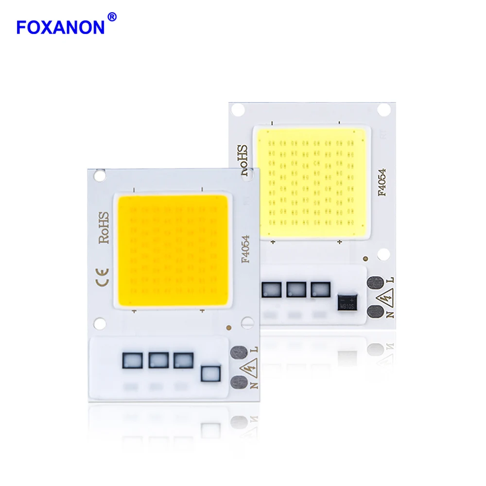 Foxanon COB Чип светодиодный светильник AC110V 220 В 10 Вт 20 Вт 30 Вт Smart IC СВЕТОДИОДНЫЙ матричный диодный массив прожектор для потолочного прожектора