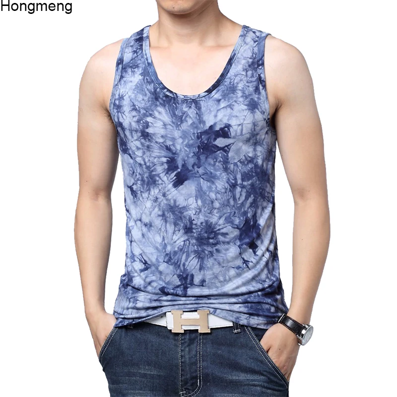 Mens cotton tank tops printed knitted o neck black wine red navy blue