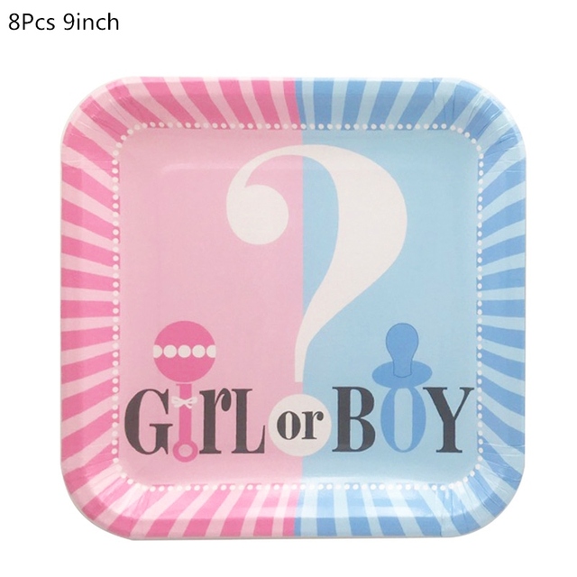 Reveal Disposable Tableware Set Baby Shower Boy Or Girl Plate Napkin Tablecloth Gender Reveal Party Decorations Supplies