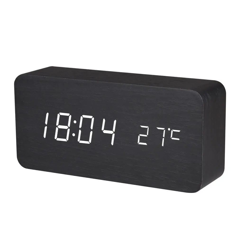 Baldr деревянный светодиодный Будильник температура электронные часы управление звуками цифровой светодиодный дисплей Настольный Календарь настольные часы