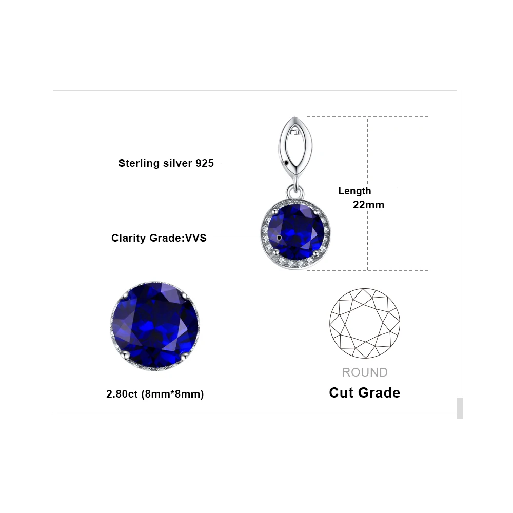 Jewelrypalace круглой огранки 2.5ct создания Сапфир Halo кулон Твердые стерлингового