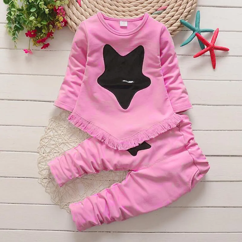 

BibiCola 2018 baby girls clothes suit star coat+active pants girls clothing sport suit cotton spring autumn tracksuit for bebe