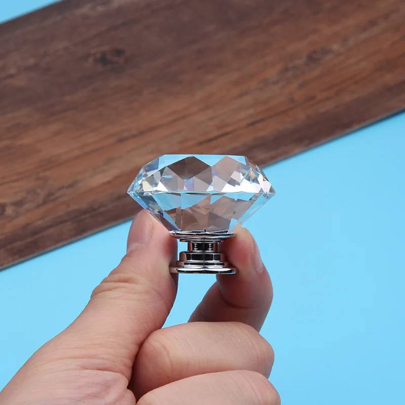 

2018 Handle 10pcs 40mm Clear Crystal Glass Diamond Cut Door Knobs Kitchen Cabinet Drawer Knobs+screw Home Decorating Yz-1012