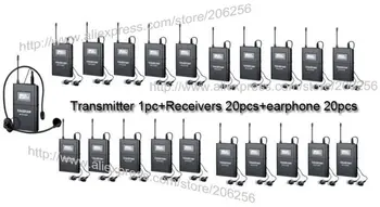 

Takstar WTG-500 Wireless Tour Guide System UHF frequency 6 selectable channels 100m operating range 1Transmitter+20 Receivers