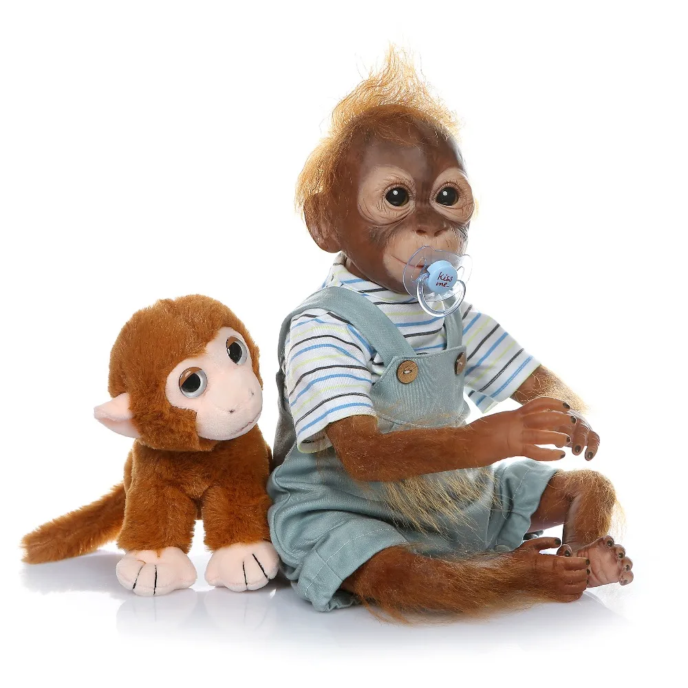 NPK 21 дюймов 52 см ручная работа детальная краска Reborn Baby Monkey Мягкая силиконовая виниловая Гибкая кукла для новорожденных Коллекционная Художественная кукла