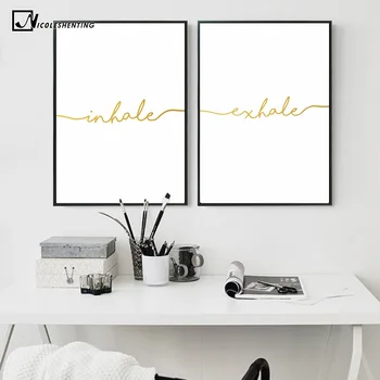 

NICOLESHENTING Inhale Exhale Quotes Poster Prints Minimalist Wall Art Canvas Painting Decorative Picture Nordic Decoration