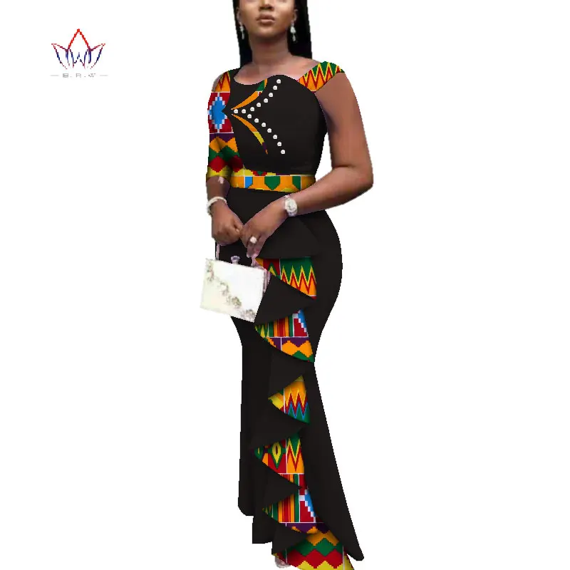 Летние африканские платья для женщин Дашики женские африканские принты длиной до щиколотки Длинные платья размера плюс натуральные 6xl WY3685