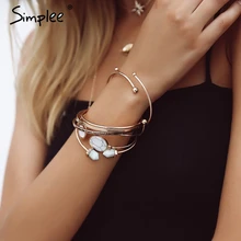 Женский браслет Simplee, украшение в форме сердца, Модный многоуровневый металлический браслет с надписью, изысканная шикарная бижутерия для улицы
